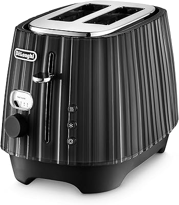 Grille-pain de'longhi ballerina, grille-pain à 2 fentes, 5 réglages de brunissement, fonctions