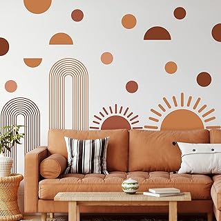 20 pièces autocollants muraux grand demi-soleil boho autocollants muraux en vinyle amovibles