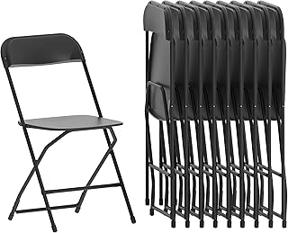 Chaise pliante flash furniture, lot de 10, structure en acier et plastique noir