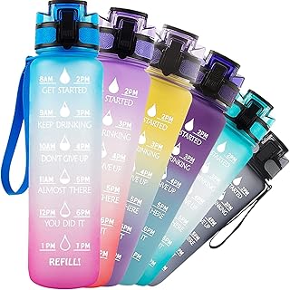 Bouteille d'eau gelvia 1l (32oz) bouteille de motivation sans bpa pour enfants