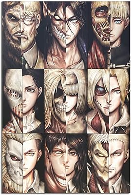 Attaque d'anime japonais sur titan los 9 titans affiche sur toile murale