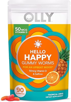 Supplément oli hello happy gummy dums, soutien de l'humeur, vitamine d, safran, supplément