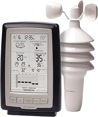 Station météo notus 3-en-1 précise avec vent, température et humidité (00638a3), noir