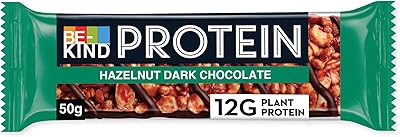 Barre protéinée au chocolat noir noisette be-kind, 12 g de protéines végétales, snacks