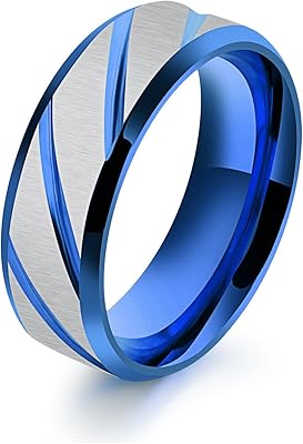 Bague bleue en acier inoxydable pour garçons et hommes de yellow chimes.