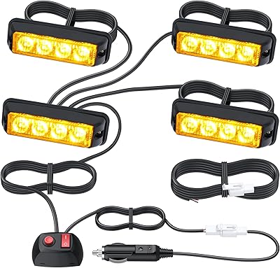 Lumière stroboscopique de voiture 4w 4 pièces led avec double