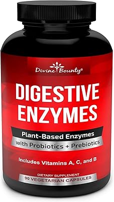 Enzymes digestives avec probiotiques et prébiotiques - supplément d'enzymes digestives avec lipase, amylase