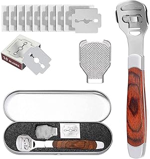 Outil de pédicure pour éplucher les callosités des peaux mortes, exfoliant pour les peaux mortes craquelées, manche en bois, 10 lames et étui inclus, traitement des peaux mortes au spa. Achetez malin avec Diaytar Sénégal, votre partenaire shopping 100% digital