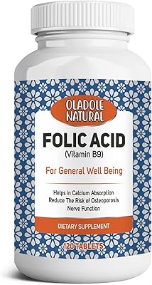 Acide folique naturel oldil (vitamine b9) 1000 mcg dfi, aide à l'absorption du