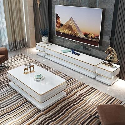 Ensemble de table de salon de luxe, table basse, table tv, deux tables