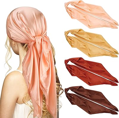 Vicpen 4 pièces 35 pouces grand foulard carré en satin foulard en soie