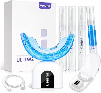 Kit de blanchiment des dents, blanchisseur de dents ualans avec 32x led bleu-violet