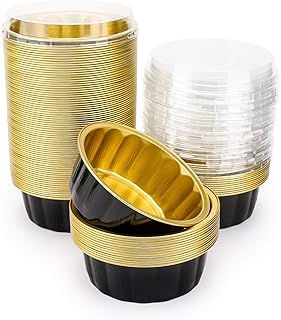 Gobelets ramequins jetables de 8oz paquet de 50 besia en papier d'aluminium noir