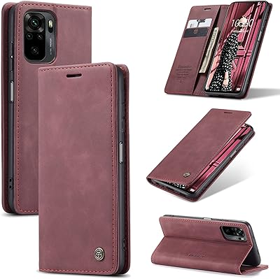 Étui de protection pour xiaomi redmi note 10/redmi note 10s (pas note 10 5g), étui à rabat magnétique en cuir souple de style classique avec béquille et emplacements pour cartes (redmi note 10/note 10s, rouge). Des produits authentiques à prix réduits sur Diaytar Sénégal