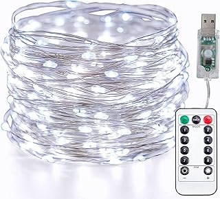 Guirlande lumineuse led teen steed 200 led en cuivre, 8 modes d'éclairage, alimentée
