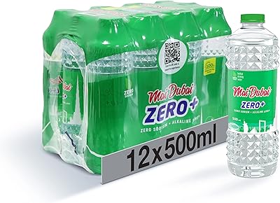 Pack de bouteilles d'eau mai dubai zero plus, 12 x 500 ml