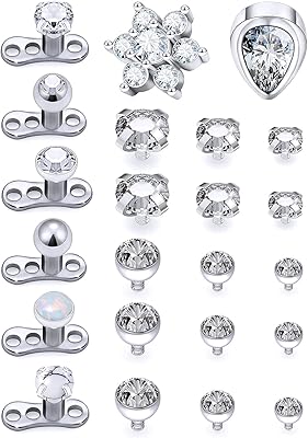23pcs 14g grade 23 titanium dermal tops et threaded dermal tops transparent star