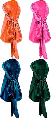 4pcs bandeaux durag en velours pour hommes avec longue queue durag douce pour 360 vagues (noir, vert, rouge, bleu royal), noir, vert, rouge, bleu royal, 18,5 x 13,5 x 0,2 pouces. Diaytar Sénégal : Le choix, la qualité, l'économie réunis