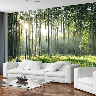 Papier peint rihui sunshine forest, papier peint paysage de grands arbres pour le salon
