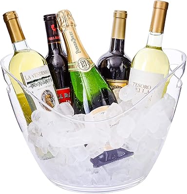 Seau à glace mixdi, bassin en plastique acrylique transparent de 12 litres