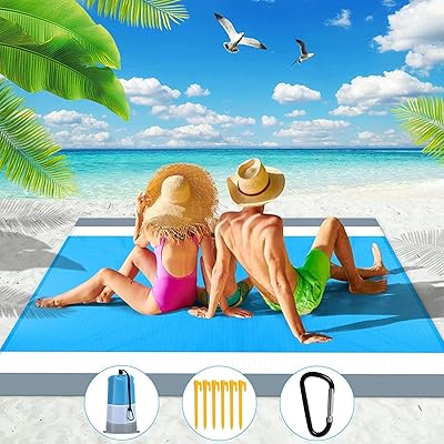 Tapis de camping thmin's, tapis de plage anti-sable 210x200cm, large tapis de pique-nique