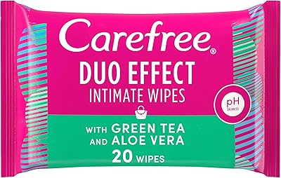 Lingettes humides intimes sans soucis à usage quotidien, double action au thé vert