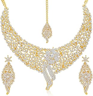 Bijoux de mariage ensemble collier ras du cou en diamant autrichien pour femme