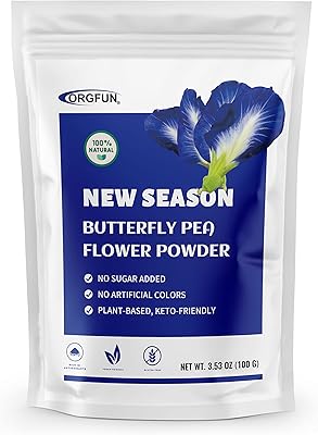Poudre de pois papillon biologique orgeven, 3,52 oz, bleu matcha puissant, riche