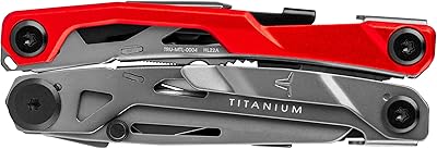Outil multifonction de poche true utility, kit d'outils 8 en 1, cadre en nitrure de titane, kit edc multi-usage pour le camping, la chasse, la pêche, la randonnée, argent/rouge, taille unique. Diaytar Sénégal : Qualité garantie, prix imbattables, livraison rapide