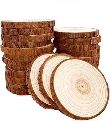 25 tranches de bois naturel de 8 à 9 cm, cercles en bois non perforés avec écorce pour les arts, la peinture, les décorations de noël et l'artisanat. Électroménager, mode, beauté... Diaytar a tout en stock