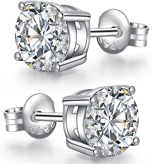 Boucles d'oreilles en argent sterling et diamants en argent sterling avec zircone cubique