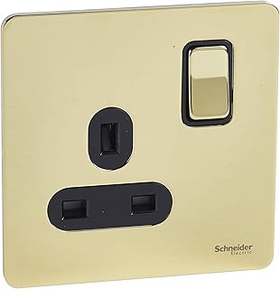 Schneider electric gang gu3410-bpb 13a prise d'interrupteur à panneau plat sans vis, laiton