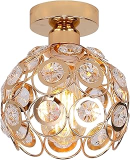 Petit lustre doré janed pour plafond de couloir, lustre en cristal à montage plat avec abat-jour en métal pour couloir, cuisine, chambre à coucher, balcon, salle à manger, salle de bain, prise e27. Consommez mieux avec Diaytar, votre marketplace discount