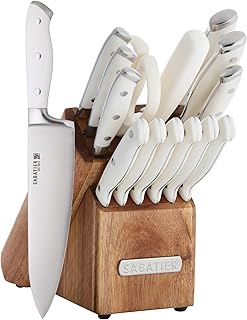Ensemble de 15 couteaux tri-forgés sabatier, couteaux de cuisine en acier inoxydable à