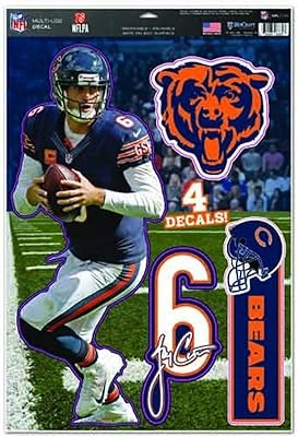 Feuille d'autocollants multi-usage nfl chicago bears jay cutler 11 "x17 " couleur