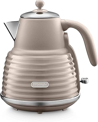 Bouilloire delonghi sculpeto 1,5 l avec base pivotante à 360 degrés, acier inoxydable
