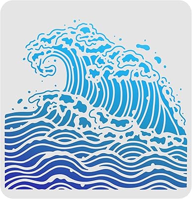 Pochoirs de peinture finger springear sea waves 11,8" x 11,8", pochoir carré