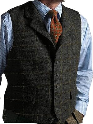 Gilet de costume décontracté à carreaux pour hommes, gilet ajusté en tweed