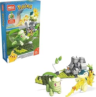 Ensemble de construction mega pokemon chikorita contre cyndaquil avec figurines construx, jouets