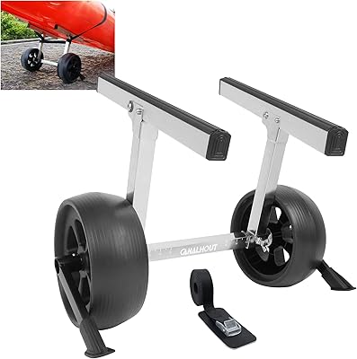 Chariot de kayak léger en acier inoxydable canalout 304, roues libres plates, poids