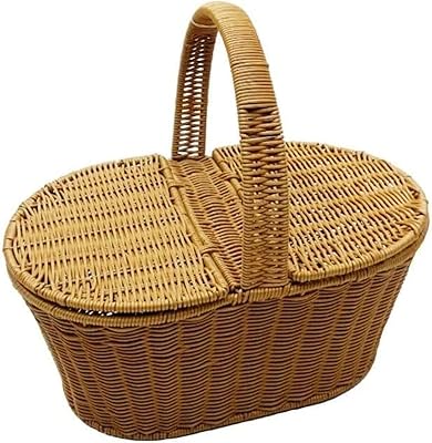 Panier de rangement pour pique-nique extérieur, panier de pique-nique, panier de rangement pour fruits, panier de rangement avec couvercle, panier de dîner avec couverts. Votre marketplace de proximité digitale : Diaytar