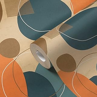 A.s. création 385951 papier peint design cercles colorés beige et orange années 70