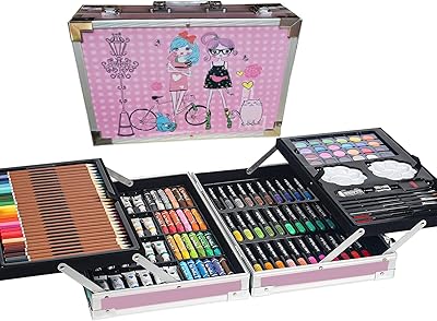 Hgb viso ensemble d'art de 145 pièces kit de fournitures dessin avec étui