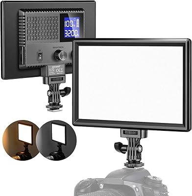 Lampe vidéo led neower, batterie rechargeable intégrée, lumière d'appareil photo à intensité variable