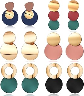 6 paires de boucles d'oreilles pour femmes coréennes pour déclaration géométrique
