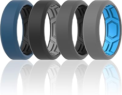 Bague de mariage en silicone respirant thunder fit pour hommes - 7 anneaux