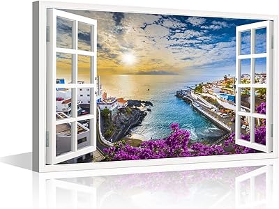 Toile murale techeron avec design 3d en forme de fenêtres de plage vue