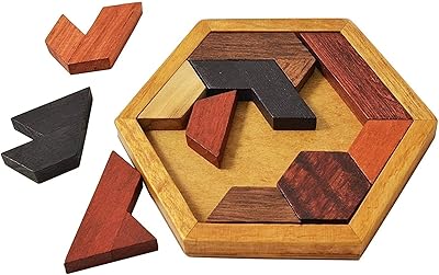 Mamo pierre tangram hexa puzzle en bois pour enfants et adultes, puzzles stimulants