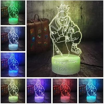 Veilleuse led 3d anime nara shikamaru cole naruto, fausse veilleuse 3d télécommandée, lampe