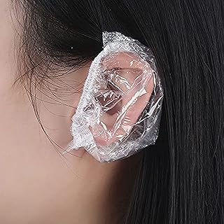 100 pièces couvre-oreilles en plastique jetables, protection d'oreille pour la teinture des cheveux